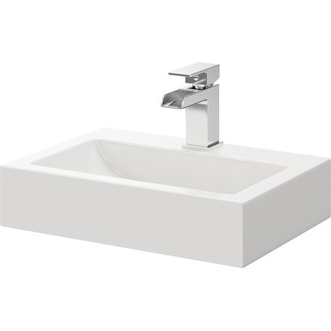 Wholesale Domestic Horta 450mm x 320mm Rectangular Countertop Basin with 1 Tap Hole