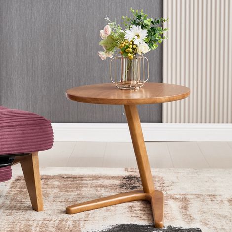 Kleiner runder Couchtisch 50x50x50cm, hoher Beistelltisch für Wohnzimmer, Schlafzimmer, Lounge, moderner Sofatisch, Naturholz