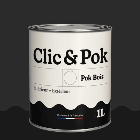 Peinture Bois Extérieur – POK BOIS - 1L - RAL 9004 - Noir de sécurité- Résistante aux intempéries - Ne s'écaille pas