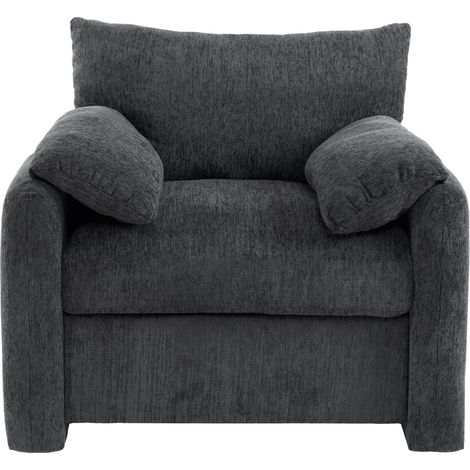 Moderne Chenille-Sessel in Grau, 1-Sitzer, mit gepolsterten Armlehnen (1/5)