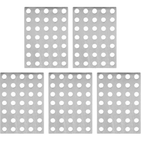 Lot de 5 plaques de fixation antirouille en acier plat pour réparation et équerre de renfort d'angle pour robots et bois (1/5)