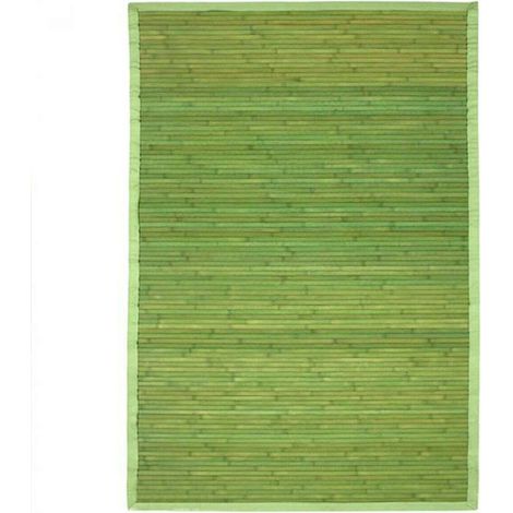 Tapis salon en bambou 160x230 cm – Larges lattes teintées vert – Antidérapant – Fabrication artisanale – Facile à entretenir – Thedecofactory