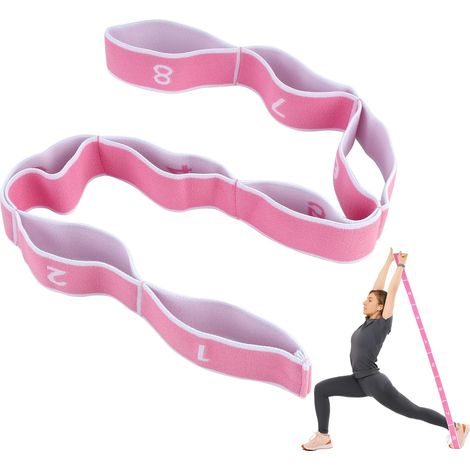 Sangle de Yoga, Band D'étirement de Yoga avec 8 Boucles, Band Elastique Sport, Ceinture de yoga élastique, Sangle d'exercice, Bande Élastique Sport pour Fitness, Pilates et Stretching