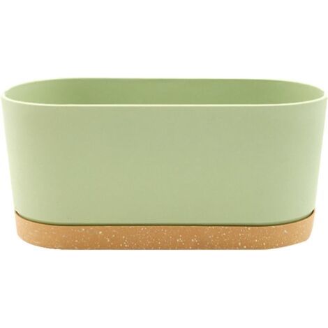 BUNTHAUS Pot de fleurs rectangulaire en plastique, pot de fleurs pour légumes, balcon, simple, pour chambre à coucher, balcon, salon (vert, A) 40 x 17,8 cm (1/5)