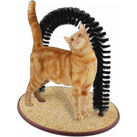 Arche de toilettage idéale pour chats avec sachet d'herbe à chat - Griffoir et masseur intégré, poteau de brossage réduisant la perte de poils et les boules de poils (1/5)