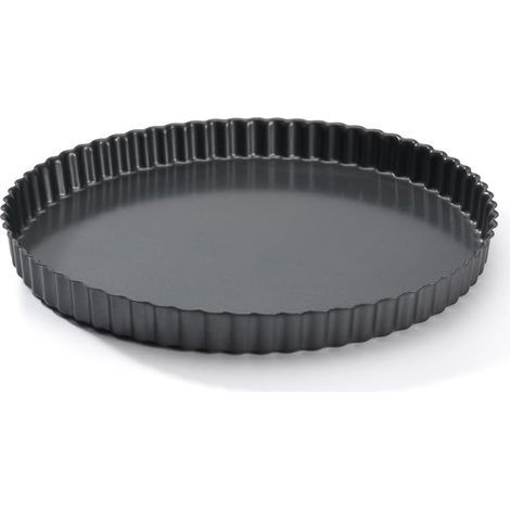 Runde, geriffelte Tarteform aus antihaftbeschichtetem Stahl – Durchmesser 32 cm –, Schwarz (1/4)
