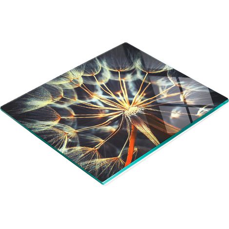 Tabla de cocina de vidrio templado con dise帽o decorativo de diente de le贸n, 60x52 cm. (1/5)