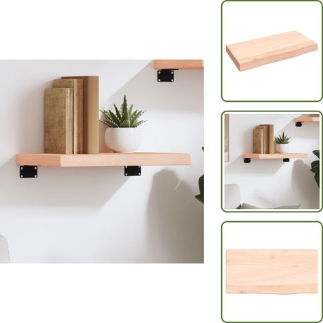 Wandregal 40x20x4 cm Massivholz Eiche Unbehandelt - Wandregal - Eichendielen - Holzmöbel - Rustikal - Deko Regal (1/5)