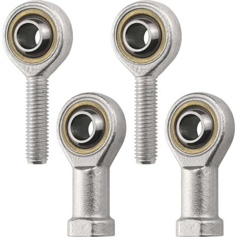 Cuscinetto a snodo sferico M8, estremità femmina, giunto cuscinetto sferico, filettatura esterna diritta, rivestimento in bronzo, snodo sferico ad alte prestazioni (4 pezzi) - Crezuo