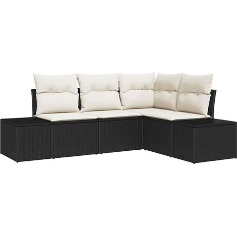 Maison Exclusive - Gartensofa-set mit Speicher 4 pcs Schwarz und