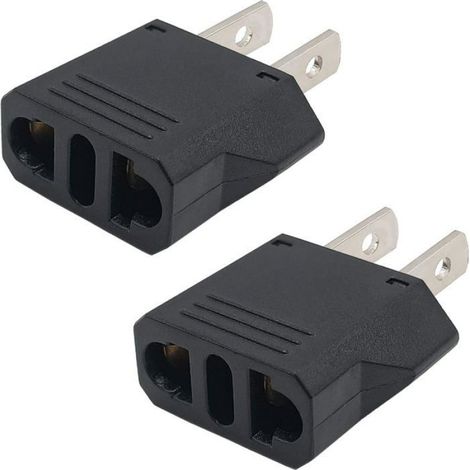 Petit adaptateur de prise Europe vers États-Unis, adaptateur de prise noir adaptateur de prise de voyage ignifugé (lot de 2) (1/5)