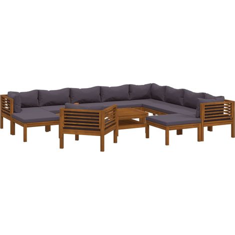 vidaXL Set Divani da Giardino 12 pz con Cuscini in Massello di Acacia