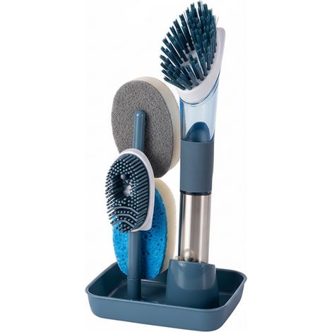 Set aus Spülbürsten mit langem Griff, Spülbürste mit Seifenspender und austauschbaren Bürstenköpfen zur Reinigung von Fett und Flecken in der Küche – AquaForge (1/3)
