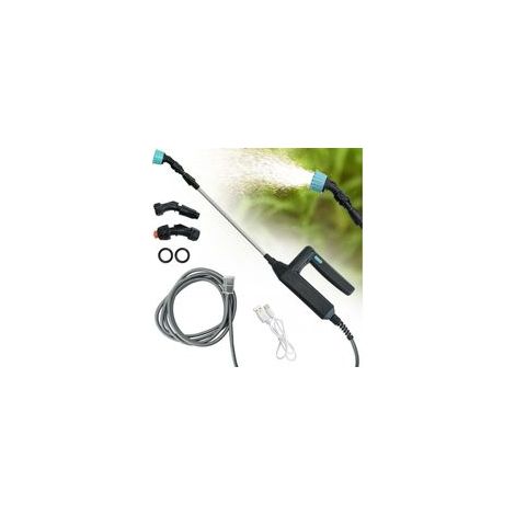 Pulvérisateur d’eau électrique pour plantes avec perche télescopique réglable (60–110 cm), 3 buses à brouillard fin, batterie intégrée, tuyau de 5 m (1/5)