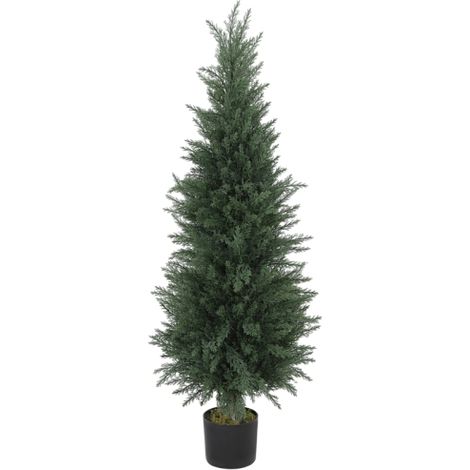 Albero di cipresso artificiale da 120 cm – Pianta decorativa realistica in vaso, resistente ai raggi UV, ideale per soggiorno, camera da letto, ufficio e balcone