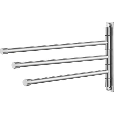 Bathroom Towel Rack 3 Arm Swivel Towel Bar Wall Mounted Towel Rack Storage Organizer SUS304 Stainless Steel Brushed Finish (1/5)