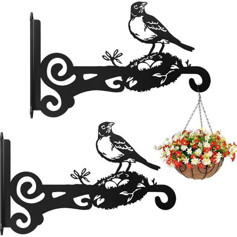 2 Crochet Suspension Plante, Fer Forgé, Forme Pic et Nid, Support Mural, Extérieur Intérieur, Balcon Terrasse