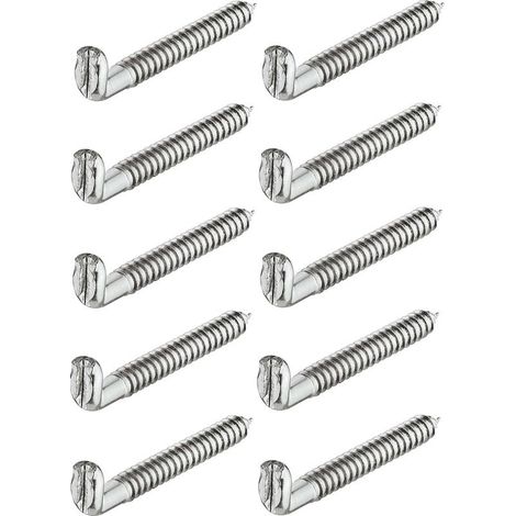 – Crochet de rangement acier galvanisé à visser 5,8mm x 55mm – Gond piton en L pour meubles et étagères – Vissage rapide avec tournevis plat (1/2)