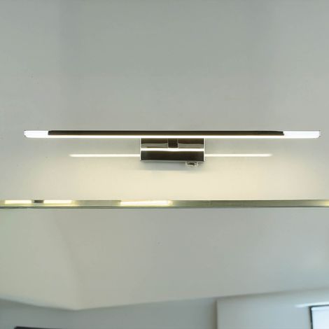 Lampe de miroir LED avec interrupteur métal L: 55,5 cm IP44 chrome blanc neutre 4000 K 850 lm