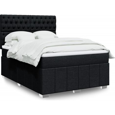 Boxspringbett mit Matratze Schwarz 140x190 cm Stoff vidaXL