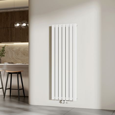 EMKE Heizkörper Flach Design Paneelheizkörper Mittelanschluss Vertikal, Doppellagig, Weiß, 160x54 cm, 1739 W Warmwasser Zentralheizung