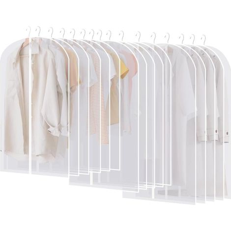 Lot de 16 housses vêtements 60x120/100/80cm semi-transparentes zip anti-poussière étanche mite (1/5)