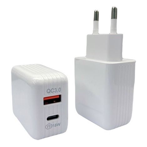CARGADOR RED USB-A QC + USB-C PD