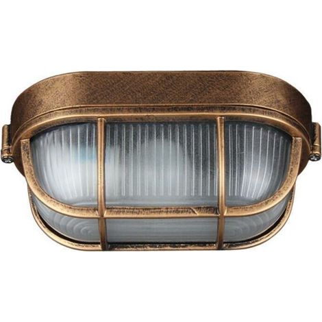 Außenwandlampe, Retro-Industrie-Wandlampe, Bootslampe, ovale Bullaugenlampe, elliptische Deckenleuchte, Wandleuchte, für drinnen und draußen, E27, von DEBUNS