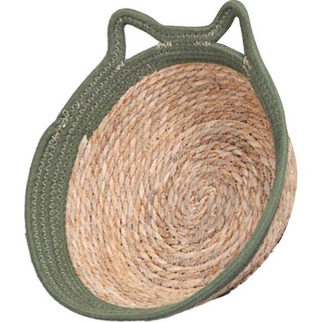 Nid pour chat tissé à la main, respirant, rond, en corde de coton tissée, lit chaud pour animaux de compagnie avec coussin moelleux pour S (1/2)