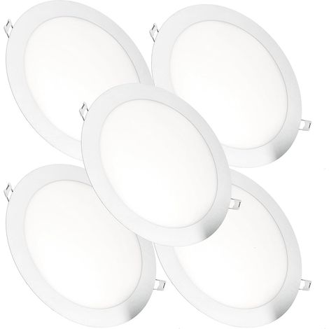 LED SPOT encastrer rond 18W = 120W 3000K/4200K/6000K blanc Ø224x13 /tr 205mm 220V 1440lum,(6000K) lot de 5 (1/5)