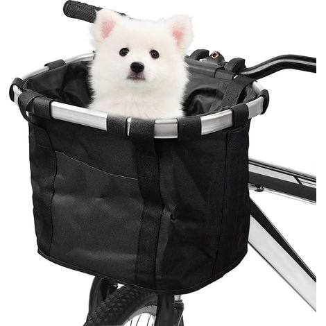 Panier Vélo Avant - Pliable Détachable - Transporteur Petit Chien Chat - Installation Facile - Pique-Nique Courses (1/5)