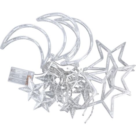 Guirlande lumineuse rideau étoile lune 126 LED à piles ambiance romantique pour Ramadan mariage anniversaire (1/5)