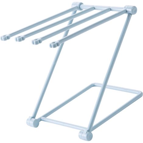 Égouttoir à torchons pliable sur comptoir 4 branches support vertical essuie-mains rangement lavette cuisine bleu clair (1/5)