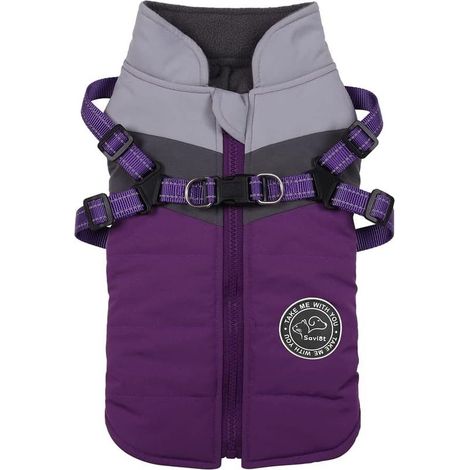 Veste pour chien avec anneau en lin pour animal de compagnie - Imperméable - Automne hiver - Manteau chaud - Gilet sans manches - Combinaison de neige (1/5)