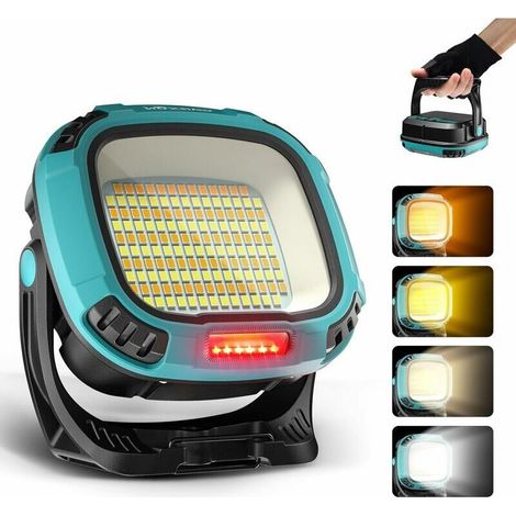Lampe de travail LED rechargeable, project portable COB 3300 lumens, lampe de travail magnétique rotative à 180° avec base magnétique pour éclairage de travail, réparation de voiture (bleu) (1/4)