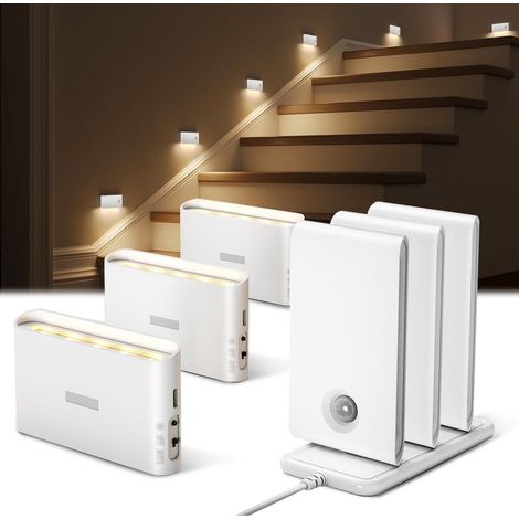 CCYKXASet of 6 motion-activated night lights with charging station, rechargeable 300mAh, magnetic and dimmable (1/5)