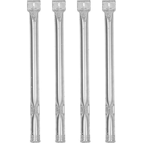 Lot de 4 brûleurs de barbecue en acier inoxydable, pièces de rechange résistantes à la chaleur et à la rouille pour la plupart des barbecues à gaz, argent 40 cm
