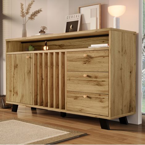 Aparador con 3 cajones y 2 puertas madera 120 cm OKMYHOME (1/5)