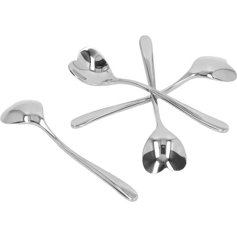 Lot de 4 cuillères à café en inox forme cœur, pour café, dessert, sucre et thé (1/5)