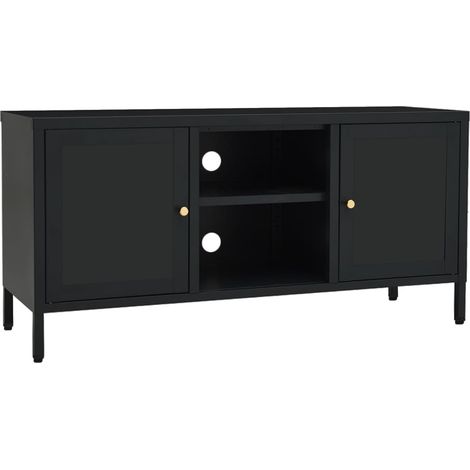 Maison Exclusive - TV-Schrank Schwarz 105x35x52 cm Stahl und Glas