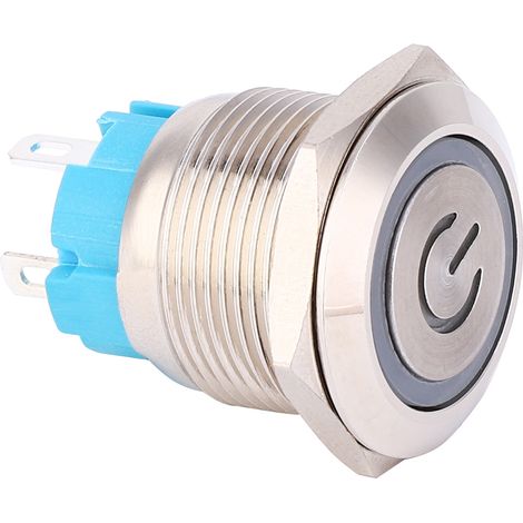 2 x Drucktaster 12–24 V DC, rund 19 mm, 4-polig, selbstrückstellend, mit Statusanzeige, weiß (1/5)