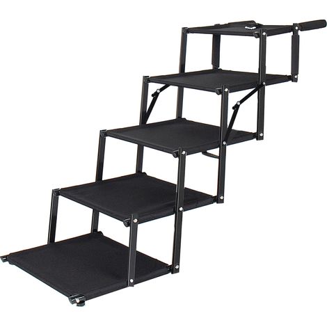 Rampe pliable pour chien avec surface antidérapante et poignée en mousse, 5 marches, charge max 110 kg (1/5)