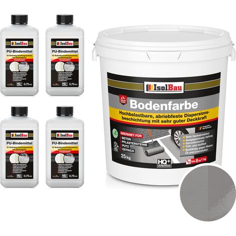 Pintura para suelos de resina IsolBau 2K para hormigón, 25 kg, gris hormigón (1/5)