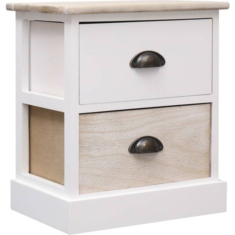 Maison Exclusive - Comodini 2pz Bianco e Naturale 38x28x45cm in Legno di Paulonia