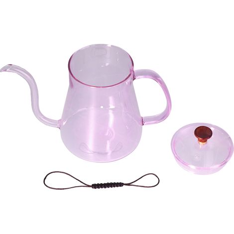 Bouilloire à café filtre en verre rose de 600 ml (1/5)