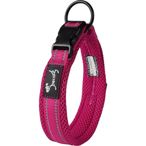 Collier Chien, Réfléchissant, Réglable, Rembourré (Rose Fuchsia XS) (1/5)