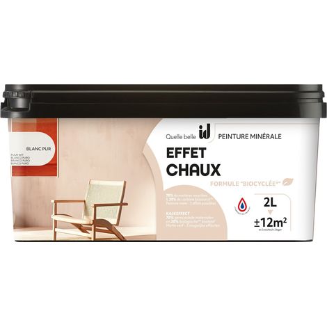 PEINTURE MINÉRALE EFFET CHAUX BLANC PUR 2L - ID PARIS