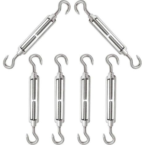 Tendeur Ridoir, Tendeur De Fil Crochet Et Crochet, Tendeur Cable, Tendeur INOX, M6 Tendeur Cable Acier Inoxydable, Vis Tendeur Cable, Tendeur Cable INOX, Tendeur, Ridoir, Ridoir INOX (M5,6 Pièces) (1/5)