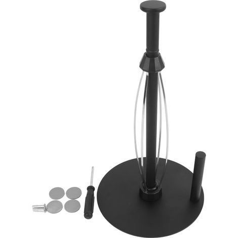Porte-rouleau de papier essuie-tout de comptoir en acier inoxydable noir, idéal pour la salle de bain et la cuisine. (1/5)