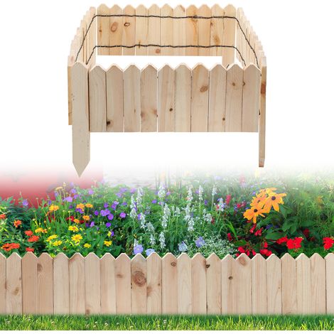 Jiubiaz Bordatura per prato Recinzione flessibile in legno di pino Bordatura per giardino 800 x 20 cm Colore legno naturale (1/5)